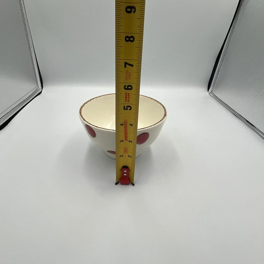 Portugal Ceramic Polka Dot Cereal Bowls Set of 3 Cream Red Very Good 5.5in